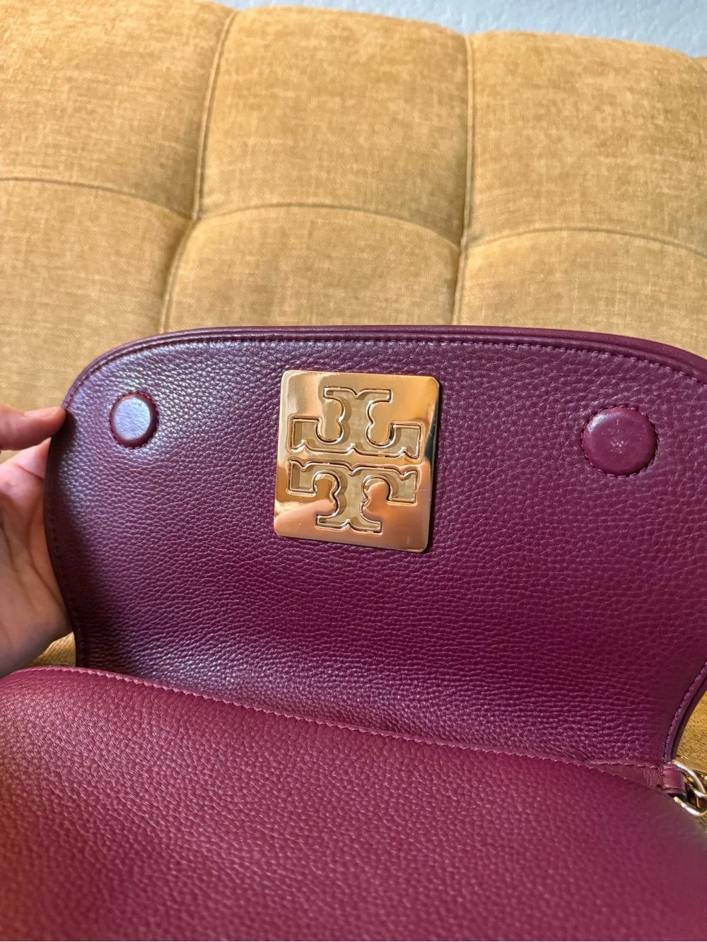 Tory Burch Burgundy Leather Shoulder Bag